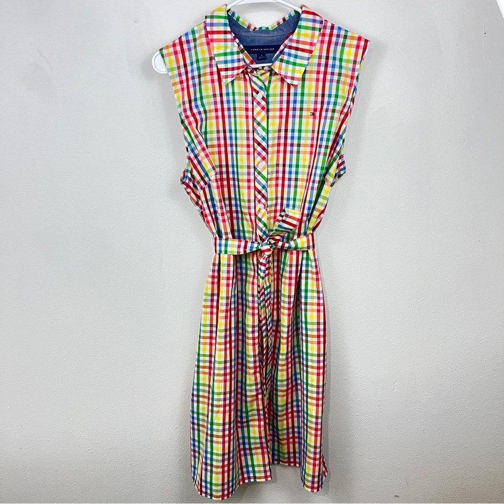 Tommy Hilfiger Multicolor Plaid Sleeveless Shirt Dress